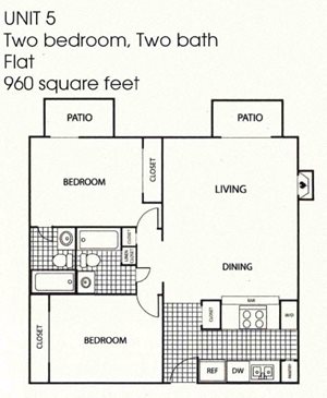 2 Bedroom 2 Bath Flat
