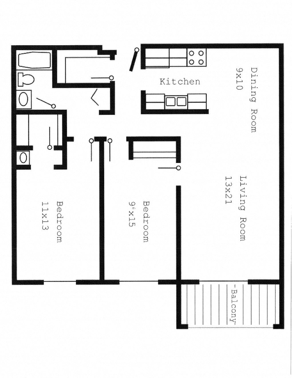 Woodland North Apartments two bedrooms outline Woodland North Apartments two bedrooms outline