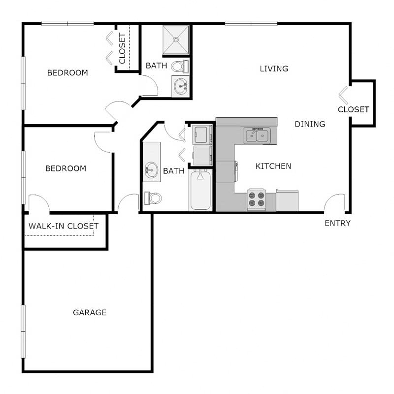 2 Bed 2 Bath Attached Garage w/Washer&Dryer