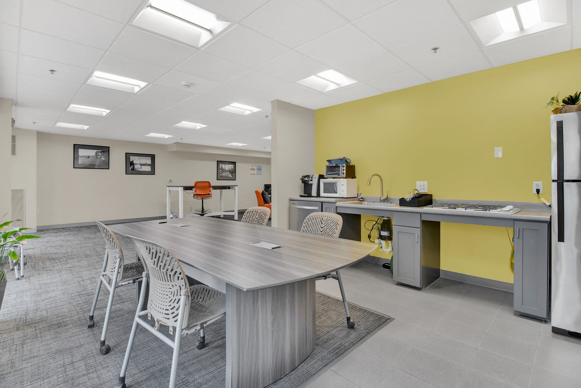 Community room kitchenette and work space