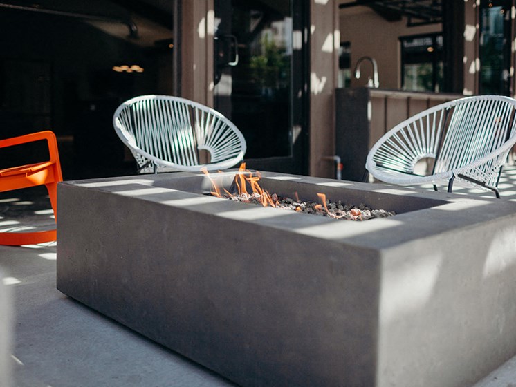 Outdoor courtyard firepit and seating area