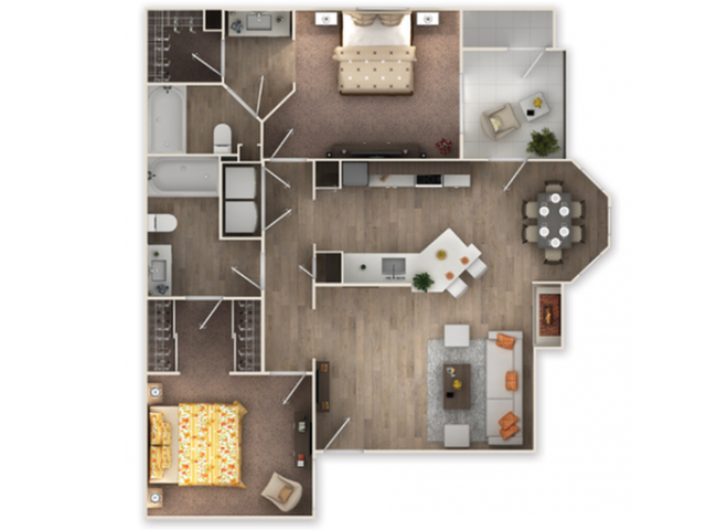 The Highland Two Bed Two Bath 2 bed 2 bath with 1026 sqft