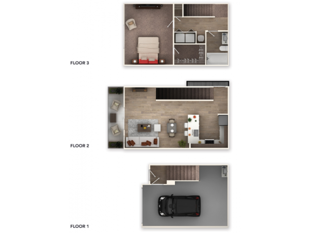 The Highland One Bed One Bath one bed one bath with garage 826 sqft