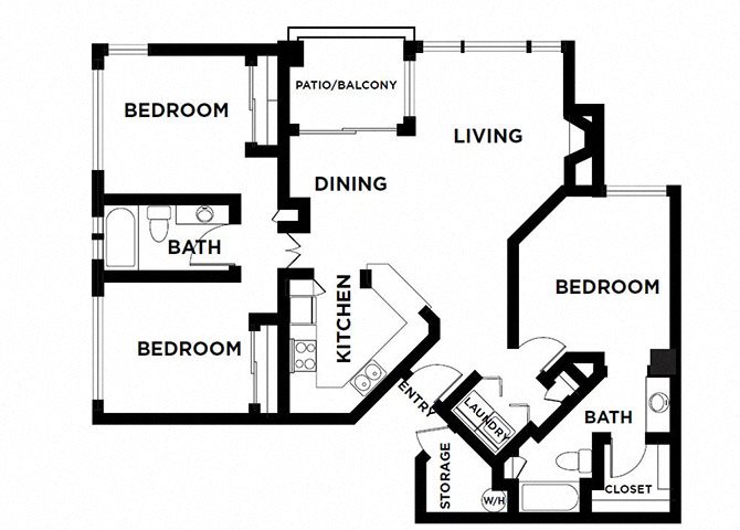 The Highland Apartments Three three bed two bath with patio/ balcony 1198 sqft