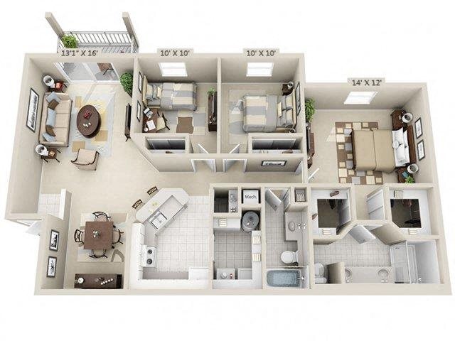 Three bedroom two bathroom floor plan Three bedroom two bathroom floor plan