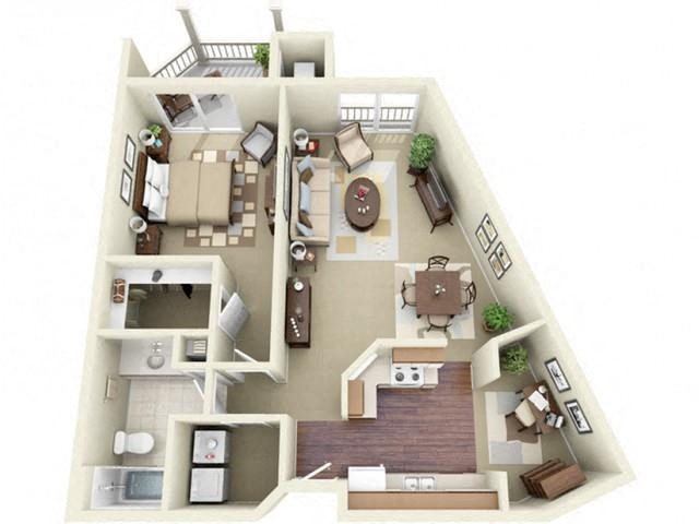 One Bedroom Style C Apartment Floor Plan