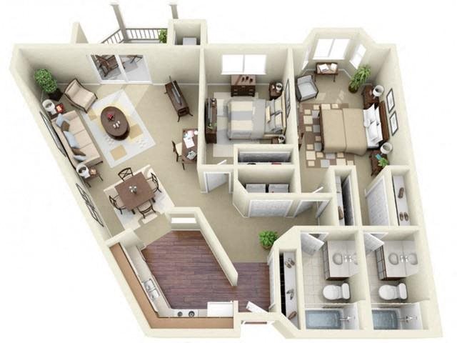 Two Bedroom Style A Apartment Floor Plan