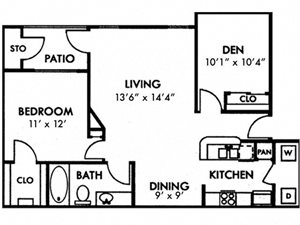 One Bedroom A3 with Den
