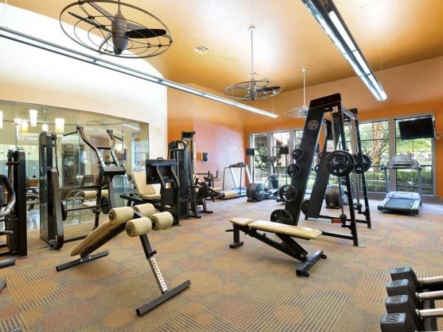 Fitness center with weight machines