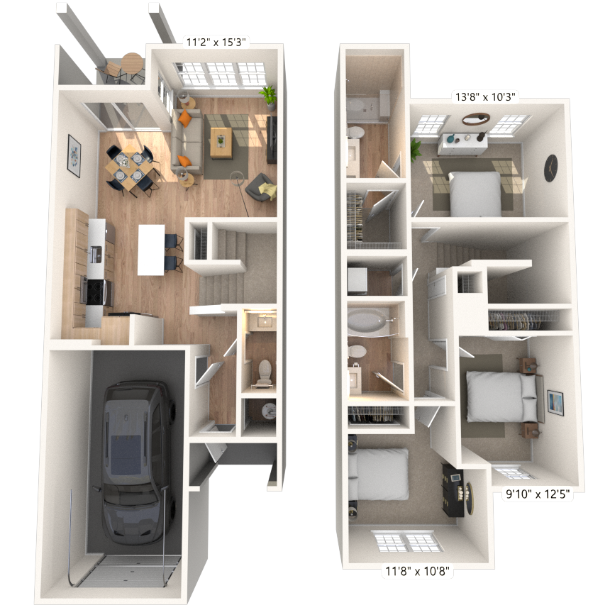 C1 3x2.5 1372 SF floor plan
