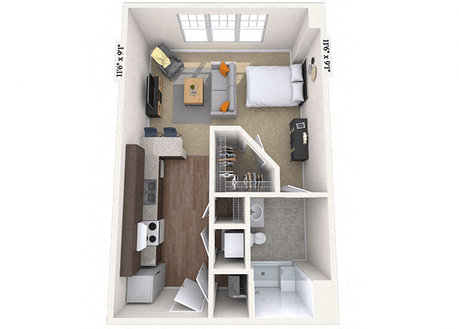 0 Bed/1 Bath