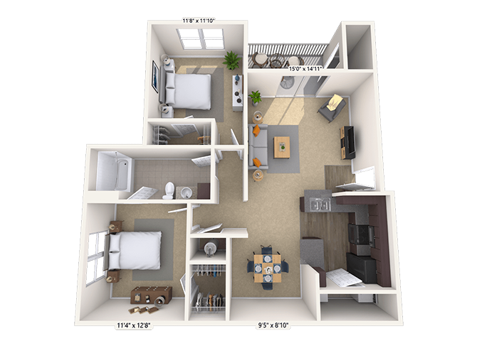 2 Bed/1 Bath