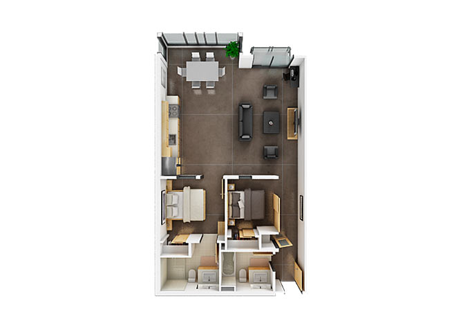 2 Beds |  2 Baths |  "apartment"