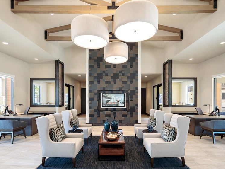 Posh Lounge Area In Clubhouse Is Perfect For Meeting Up With Friends at Viridian, San Antonio, TX