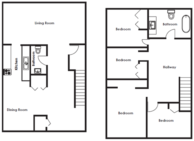 Floor Plans of Pontiac Townhouses Cooperative in Pontiac, MI