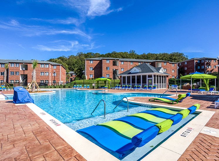 Extensive Resort Inspired Pool Deck at Ascot Point Village Apartments, North Carolina