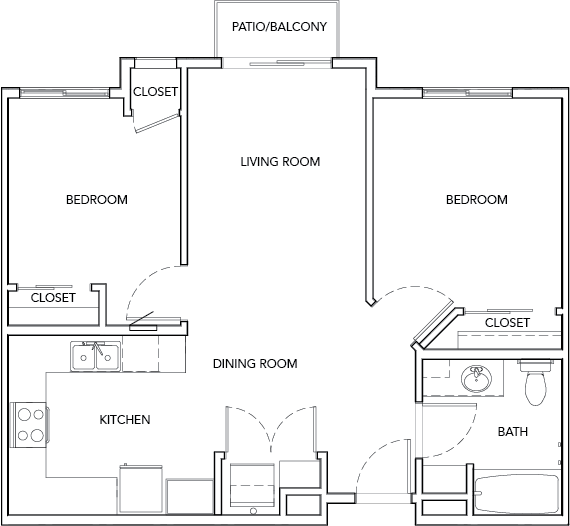 Traditions at Colorado Springs |Two Bedroom 2x1 Floor Plan Colorado Springs, CO 80923 | Traditions at Colorado Springs