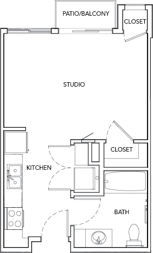 Traditions at Colorado Springs | Studio Studio Floor Plan Colorado Springs, CO 80923 | Traditions at Colorado Springs