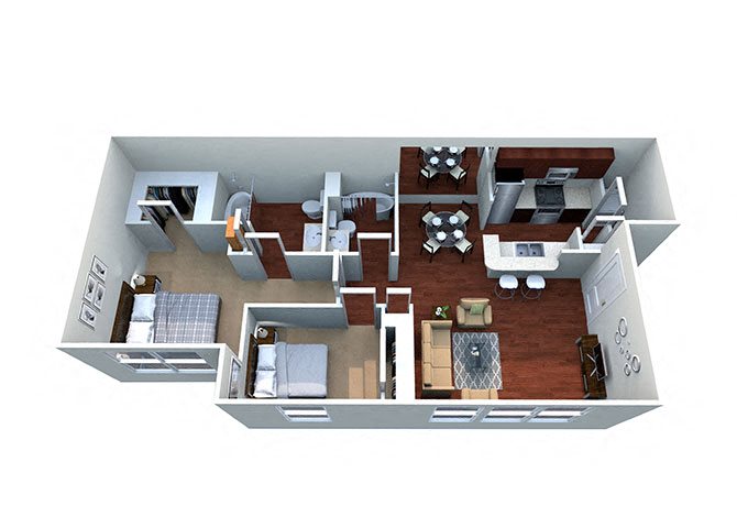 Deforest House B-2 Floor Plan Deforest House B-2, 2 Bed 2 Bath, 1000 Sq. Ft. Floor Plan at Bardin Greene Apartments in Arlington, TX