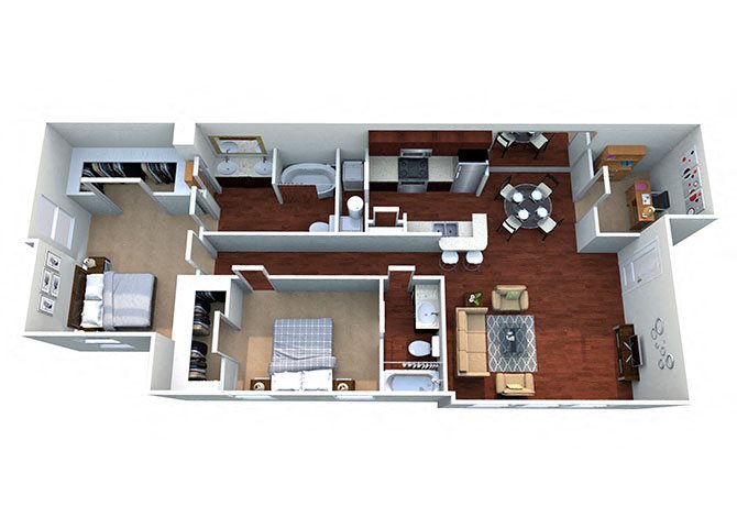 Tiffany House B-3 Floor Plan Tiffany House B-3, 2 Bed 2 Bath, 1167 Sq. Ft. Floor Plan at Bardin Greene Apartments in Arlington, Texas