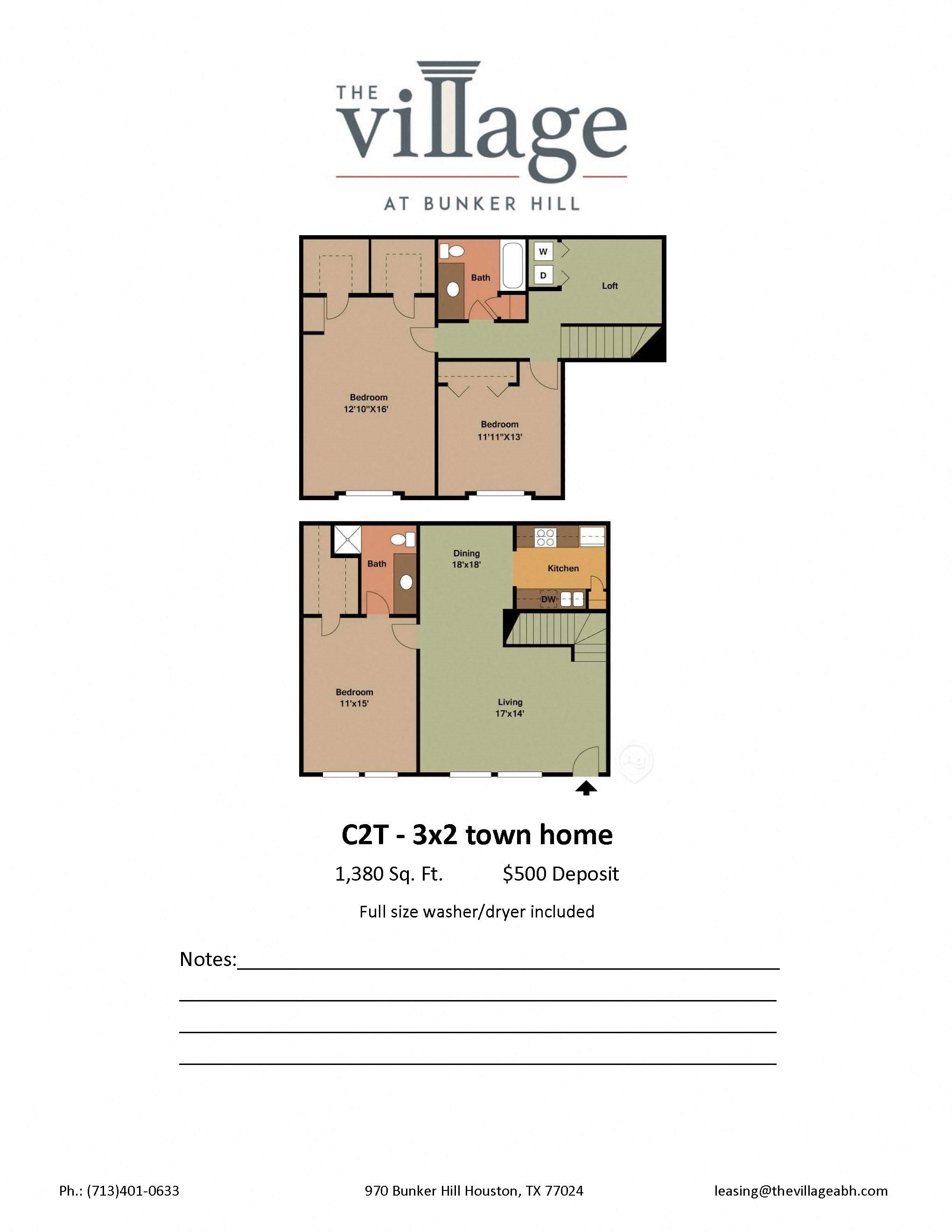 1 & 2 Bedroom Apartments in Houston The Village At Bunker Hill Floor