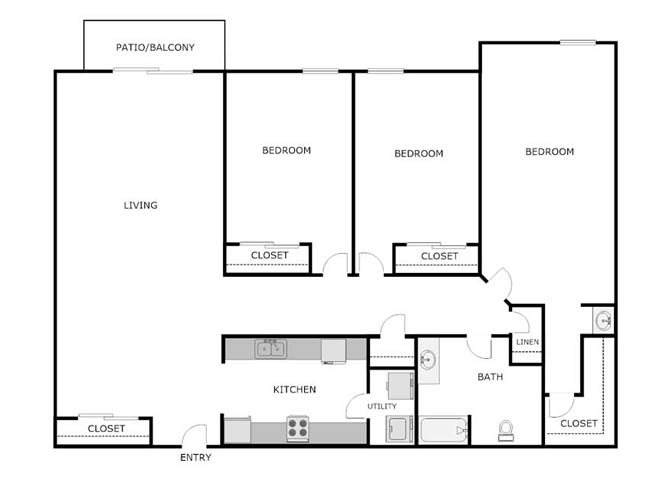 3 Bed 1 Bath