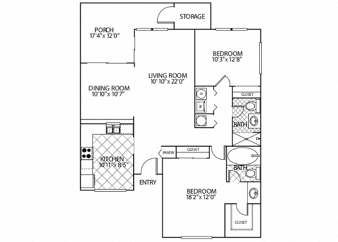 floor plan image of apartment 2205