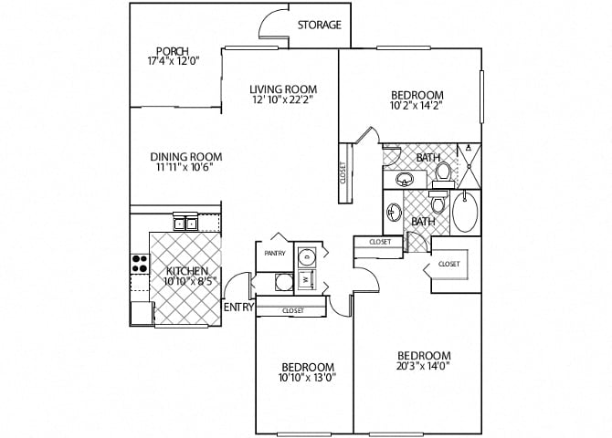 floor plan image of apartment 1203