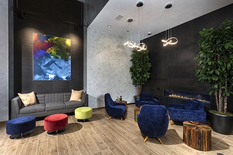 Signature Lobby at Residences at Addison Clark Apartments, Chicago, Illinois