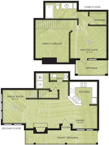 A14: 1 Bed 1 Bath floor plan