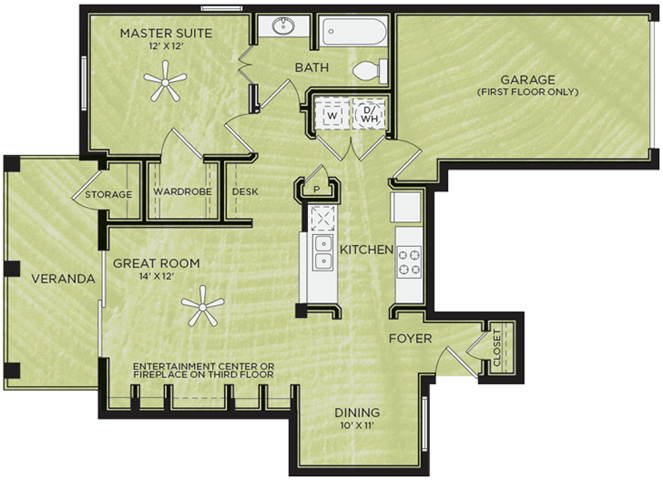 A5: 1 Bed 1 Bath floor plan