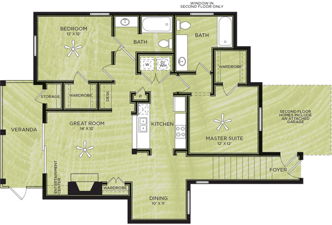 B4: 2 Bed 2 Bath floor plan