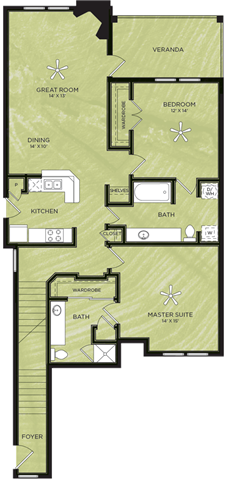 B7: 2 Bed 2 Bath floor plan