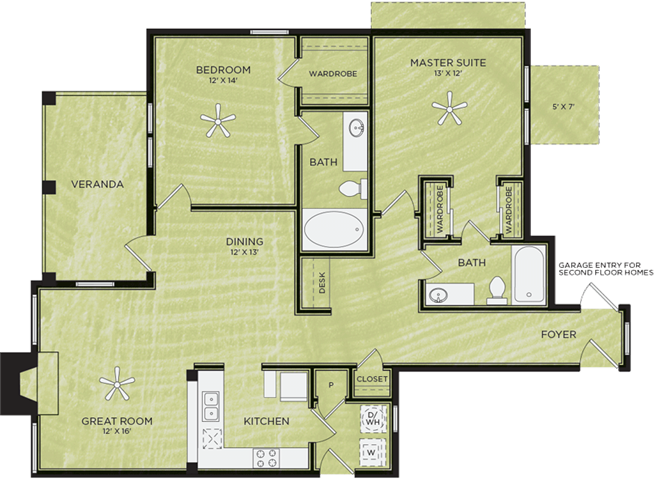B8: 2 Bed 2 Bath floor plan