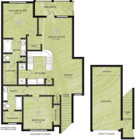 B9: 2 Bed 2 Bath floor plan