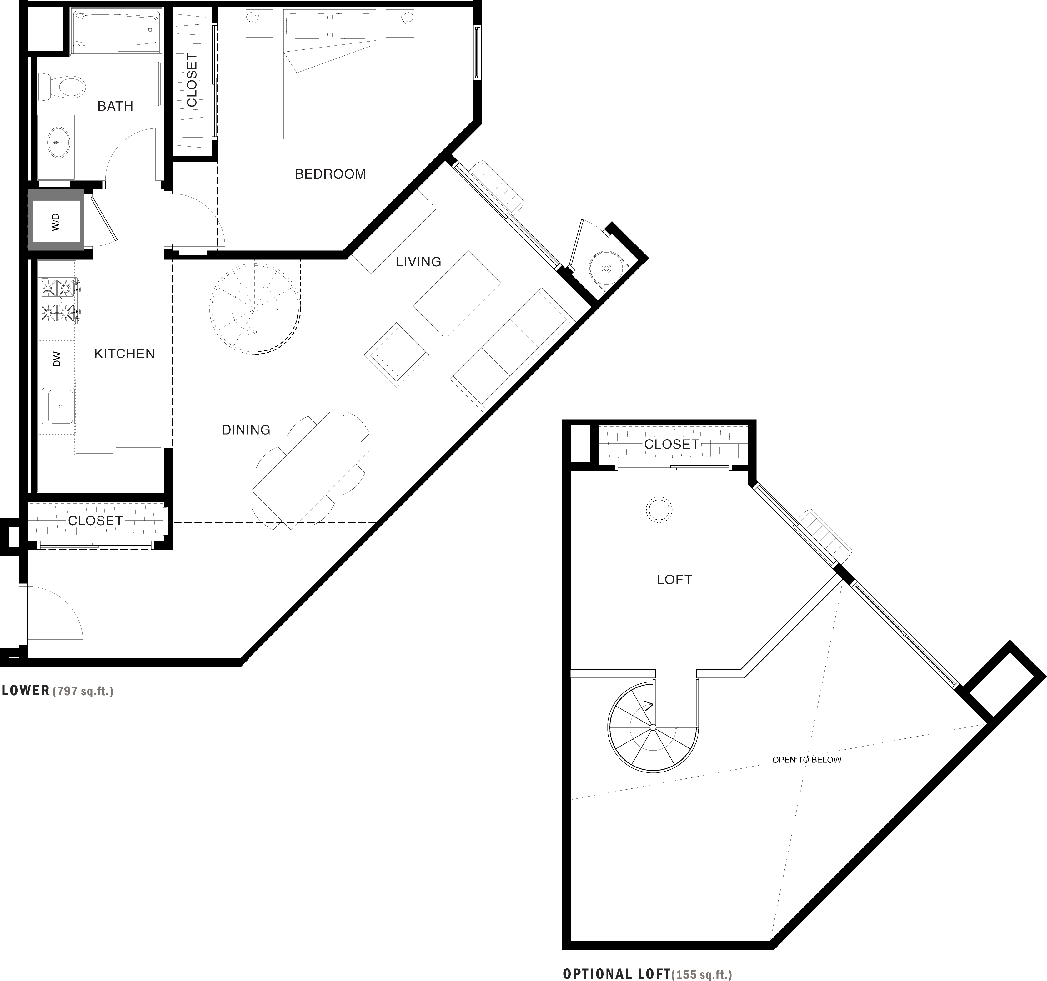 Aspect apartment floorplan 1B