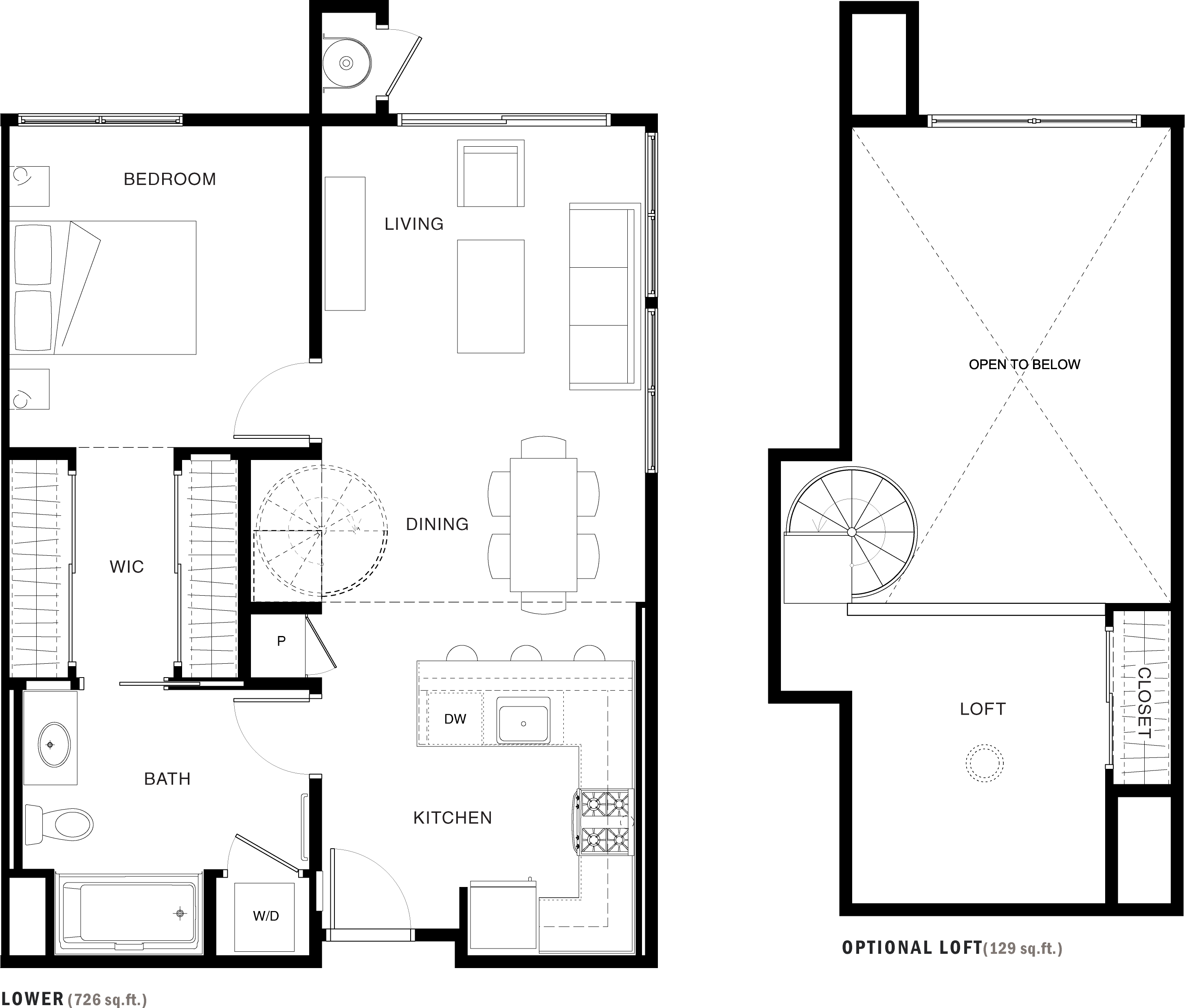 Aspect apartment floorplan 1A