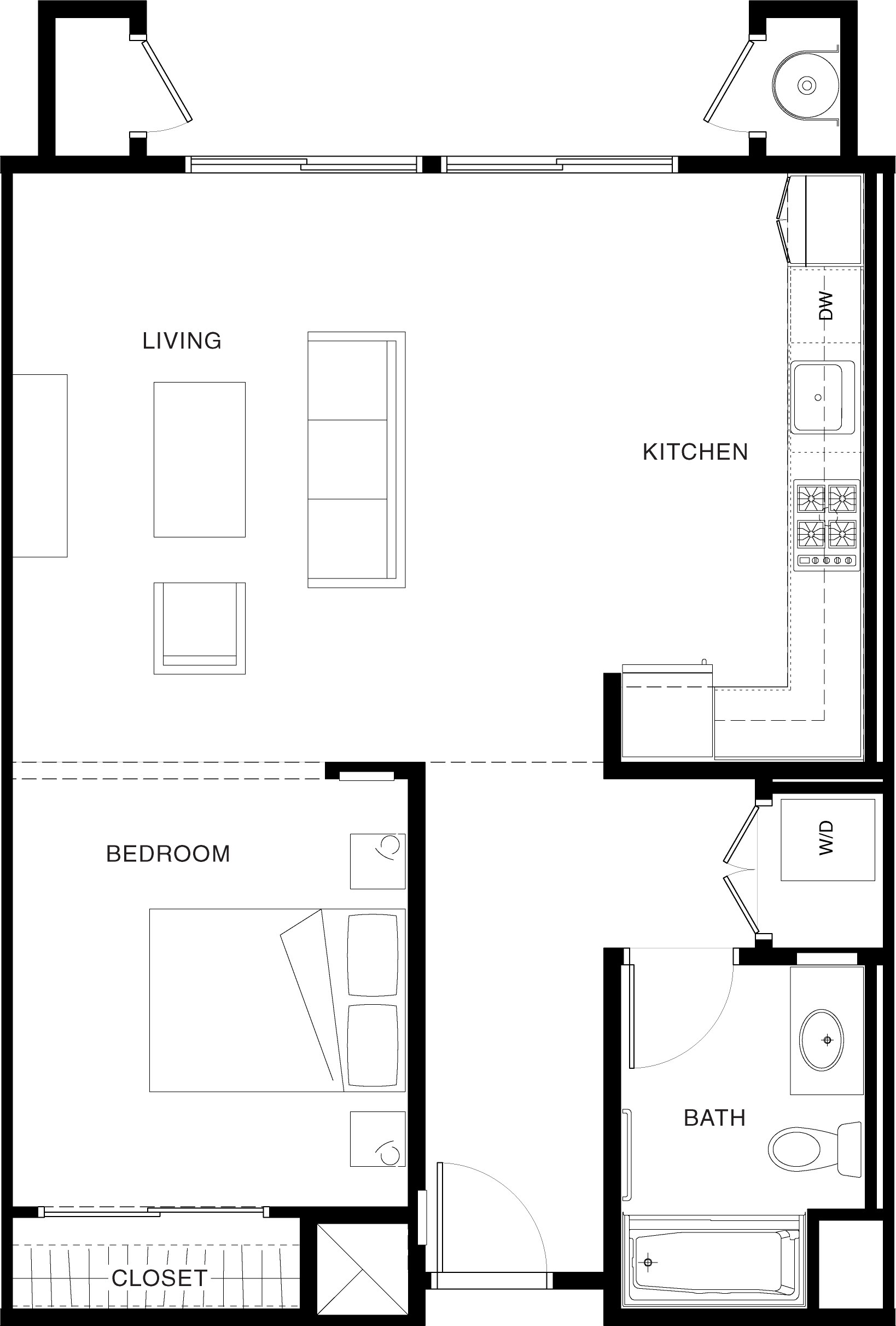 Aspect apartment floorplan 1C