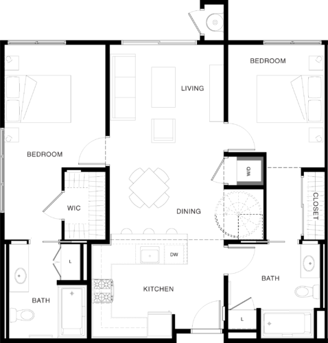 Aspect apartment floorplan 2A