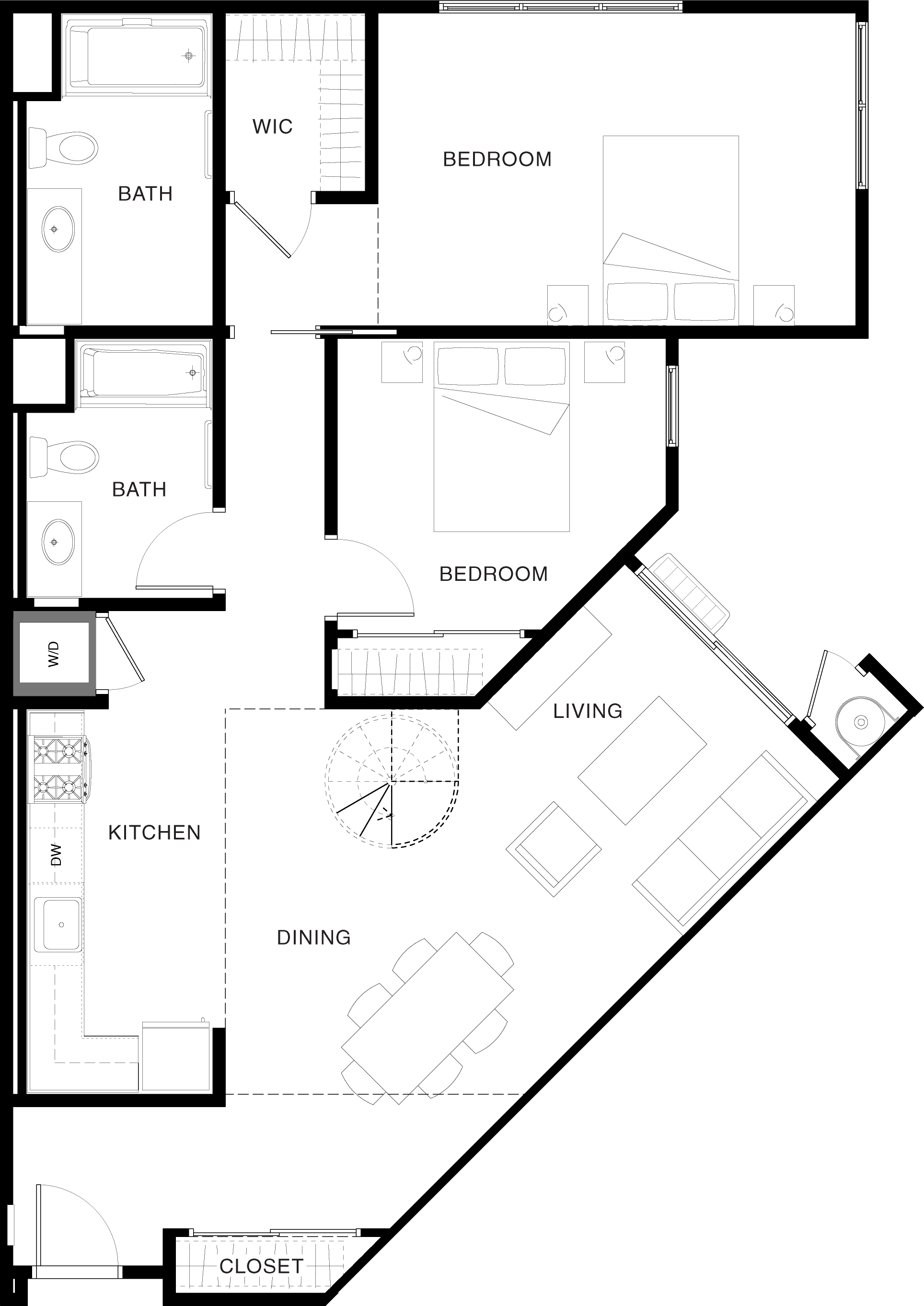 Aspect apartment floorplan 2B