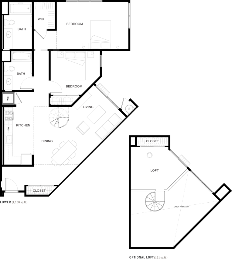 Aspect apartment floorplan 2B