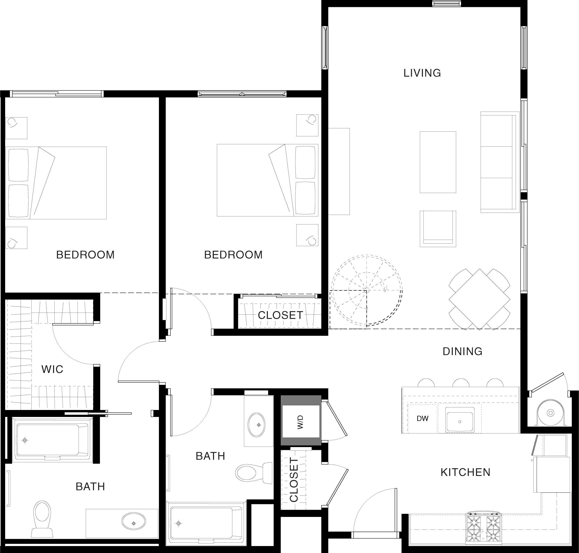 Aspect apartment floorplan 2C