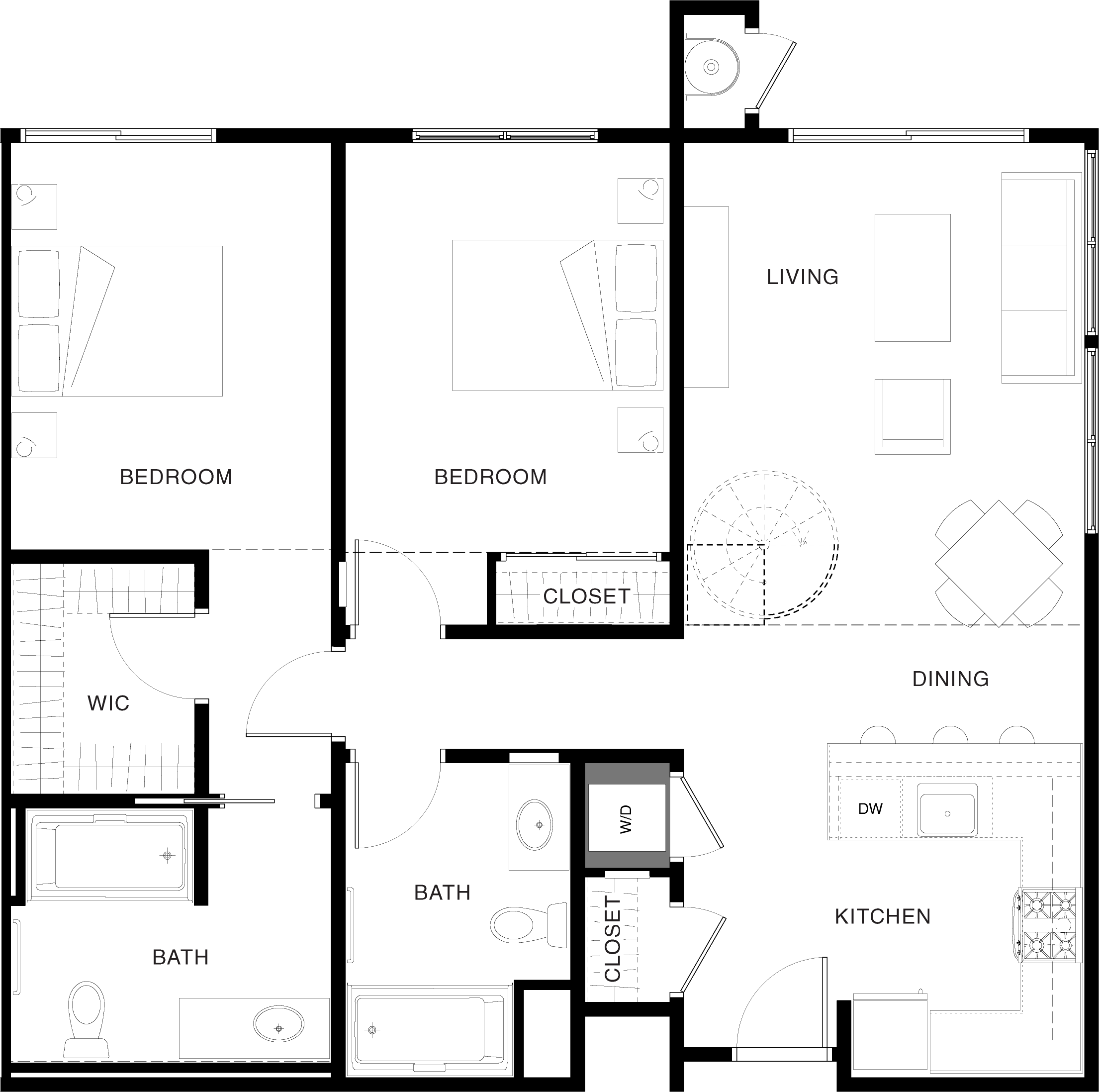 Aspect apartment floorplan 2C