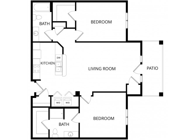 2x2 H floor plan