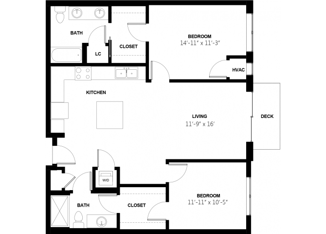 Two Bedroom 8 floor plan