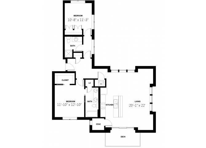 Washington Tower 2 Bedroom 12 floor plan