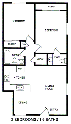 2 Bedroom floor plan for Brittany House
