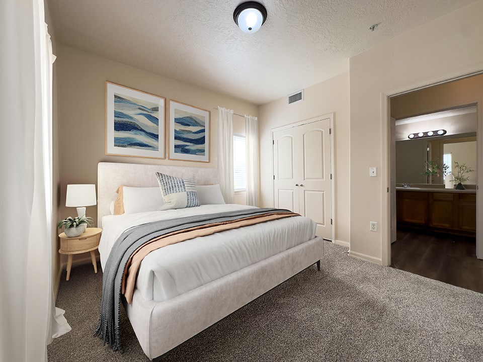 Liberty Midtown 1 Bedroom Apartment Salt Lake City, Utah, Carlyle floor plan, bedroom with closet