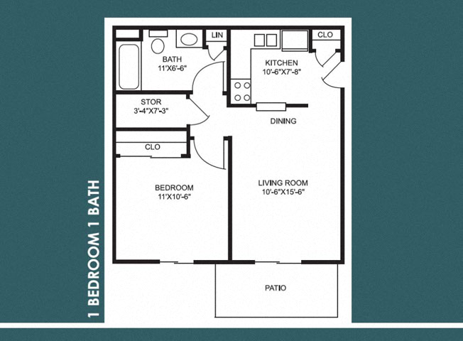 One Bedroom | One Bathroom (1.10A) floor plan