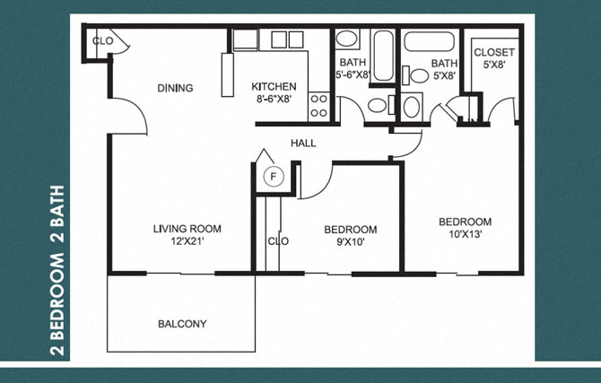 Two Bedroom | Two Bathroom (2.20A) floor plan